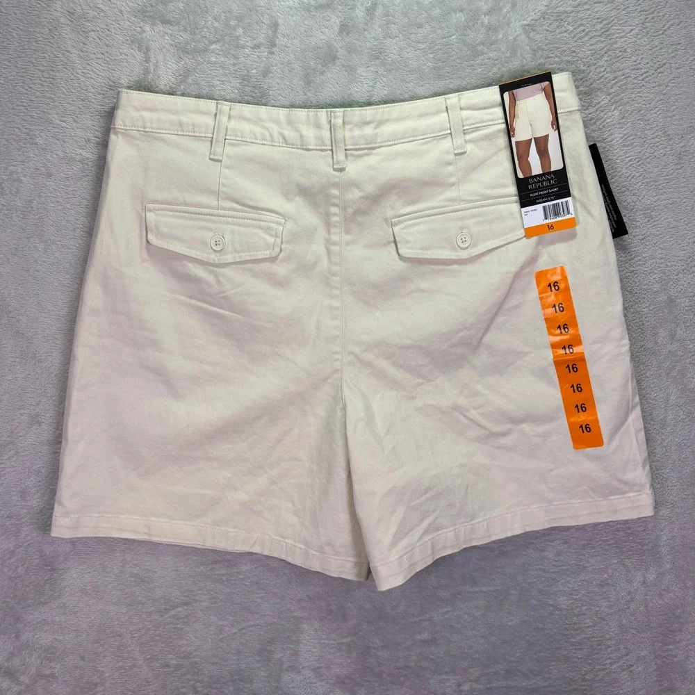 New Banana Republic‎ Women Shorts Sz 16 Tan Pleat Front High Rise Stretch Cotton